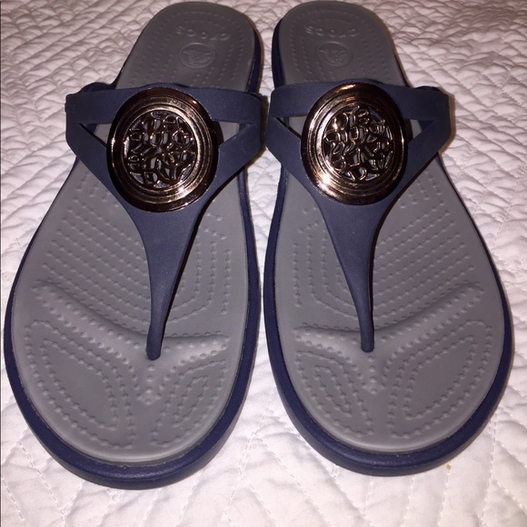 CROCS Shoes - crocs navy blue wedges